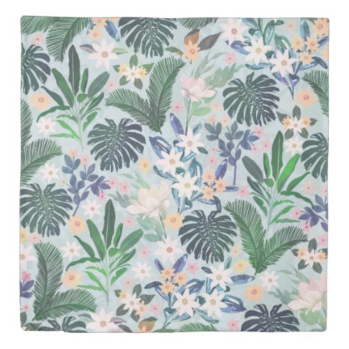 Tropical Foliage Floral Pattern Duvet Cover