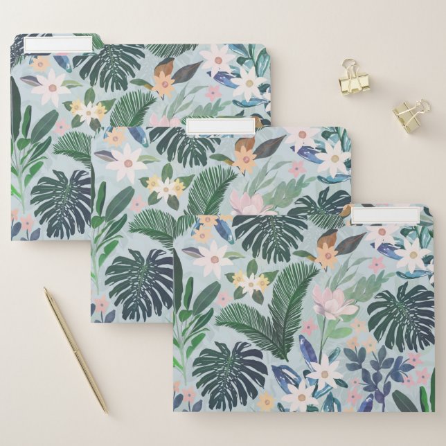 Tropical Foliage Floral Pattern File Folder (Set)