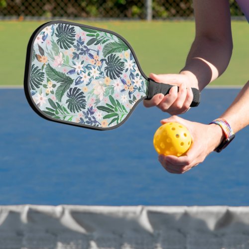 Tropical Foliage Floral Pattern Pickleball Paddle