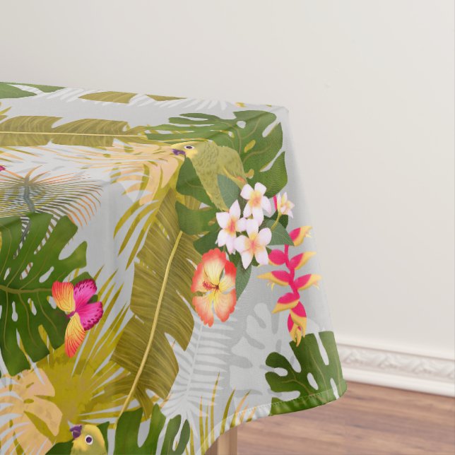 Tropical Foliage Garden Grey Tablecloth (In Situ)