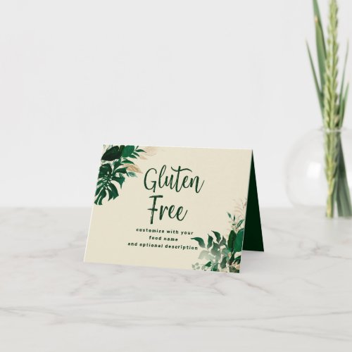 Tropical Foliage Gluten Free Food Label Sign Note Card