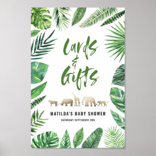 Tropical foliage + gold animals cards & gifts poster
