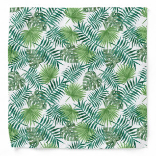 Tropical Foliage Green Leaves Pattern Design Banda Bandana