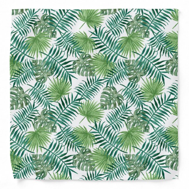 Tropical Foliage Green Leaves Pattern Design Banda Bandana (Front)