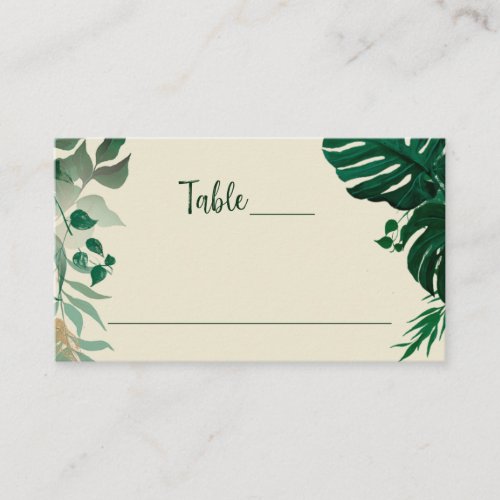 Tropical Foliage Green Modern Wedding Table Number Place Card