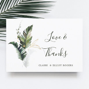 Tropical Foliage Green Wedding Thank You Card