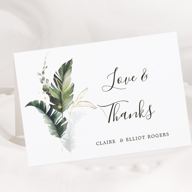 Tropical Foliage Green Wedding Thank You Folded Card (Creator Uploaded)