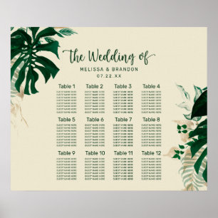 Tropical Foliage Greenery 12 Table Seating Chart