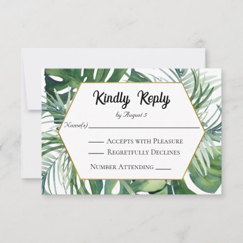 Tropical Foliage Greenery Wedding RSVP