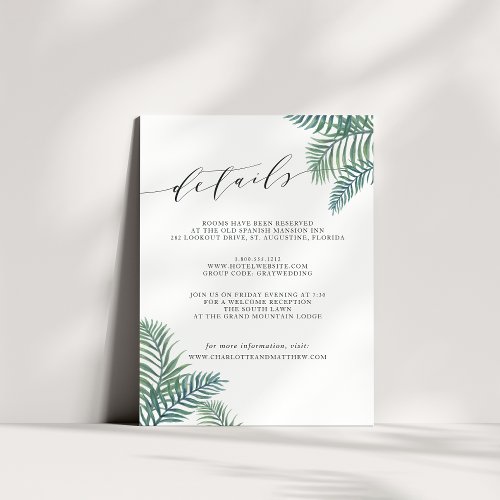 Tropical Foliage Guest Information Card