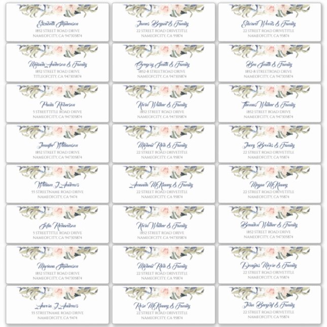 Tropical Foliage Guest Names Address Labels (Front)