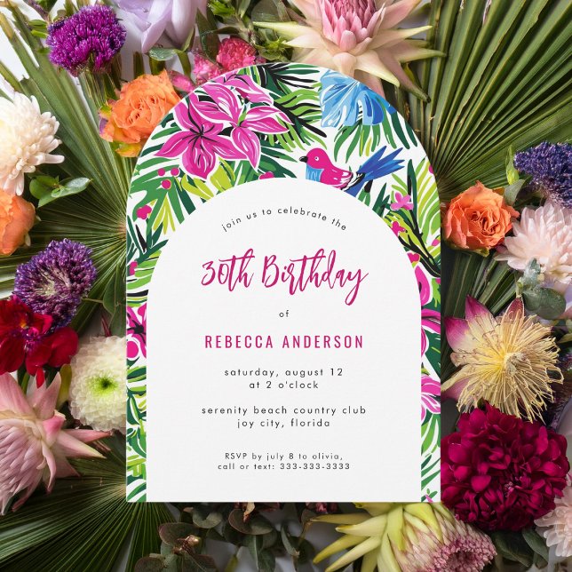 Tropical Foliage Hawaii Luau 30th Birthday Party Invitation (Creator Uploaded)