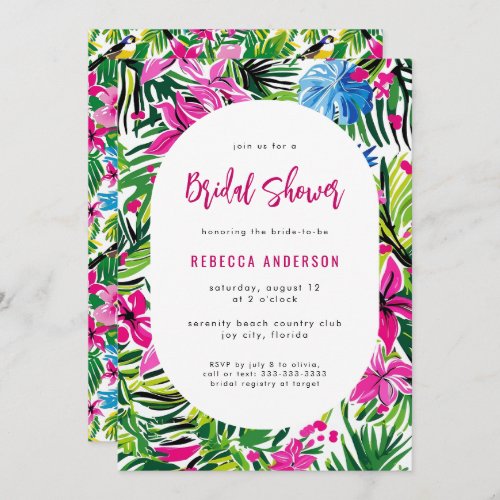 Tropical Foliage Hawaii Luau Wedding Bridal Shower Invitation