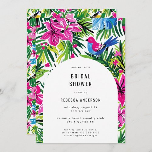 Tropical Foliage Hawaii Luau Wedding Bridal Shower Invitation