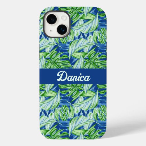 Tropical Foliage in Green and Blue Case_Mate iPhone 14 Plus Case