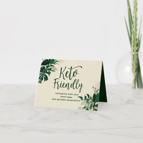 Tropical Foliage Keto Friendly Food Label Sign Note Card