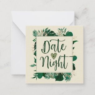 Tropical Foliage Leafy Newlyweds Date Night Note Card