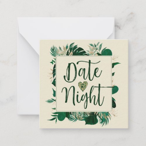 Tropical Foliage Leafy Newlyweds Date Night Note Card