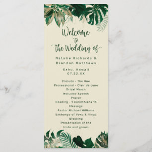 Tropical Foliage & Leaves Chic Wedding Ceremony Program