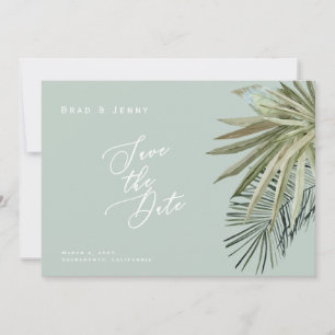 Tropical Foliage Light Sage Wedding Save the Date