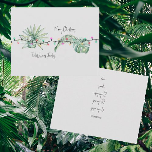 Tropical Foliage   Lights Names Christmas Card