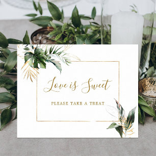 Tropical Foliage Love is Sweet Dessert Bar Sign