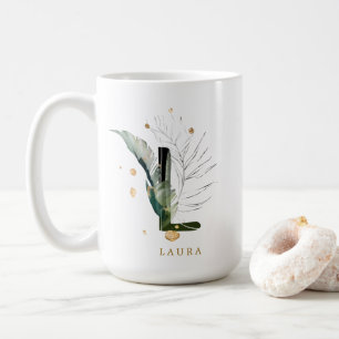 Tropical Foliage Monogram Letter "L" Personalized Coffee Mug