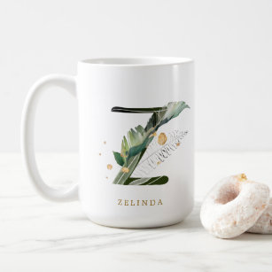 Letter Z Initial Monogram Black and White Coffee Mug by Simple Luxe by  Nature Magick