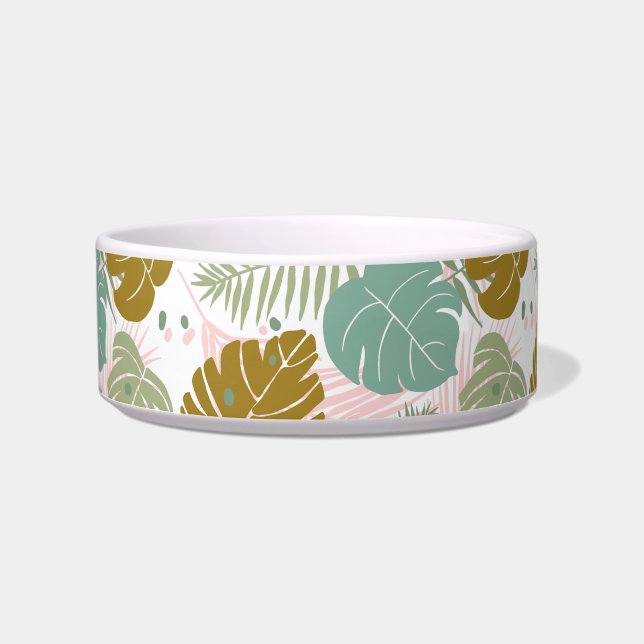 Tropical Foliage - Monstera And Palm Leaf Pattern Bowl (Front)