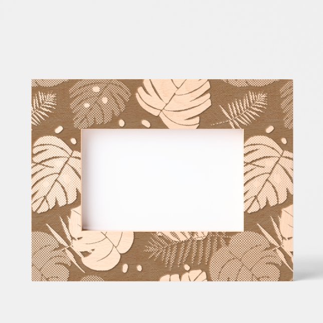 Tropical Foliage - Monstera And Palm Leaf Pattern Engraved Frames (Front)