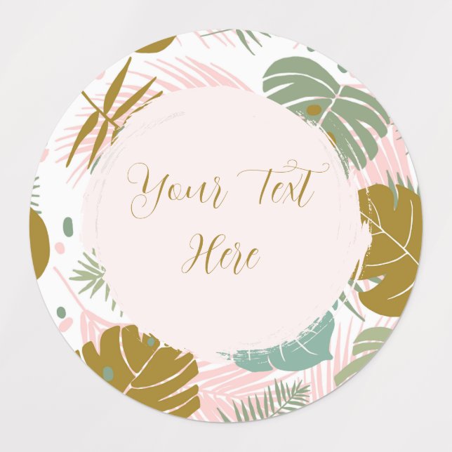 Tropical Foliage - Monstera And Palm Leaf Pattern Kids' Labels (Design 1)