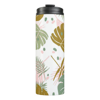 Tropical Foliage - Monstera And Palm Leaf Pattern Thermal Tumbler