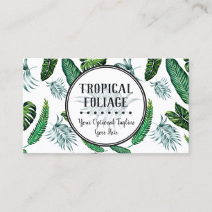 Tropical Foliage Palm Leaves & Greenery Watercolor Business Card