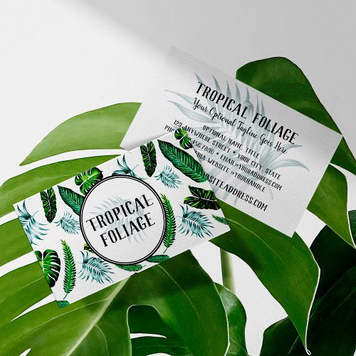 Tropical Foliage Palm Leaves  Greenery Watercolor Business Card