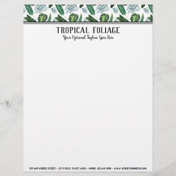 Tropical Foliage Palm Leaves & Greenery Watercolor Letterhead by CyanSkyDesign at Zazzle