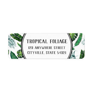 Tropical Foliage Palm Leaves Plants Return Address Label