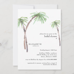 Tropical Foliage Palm Tree Bridal Shower Invitation