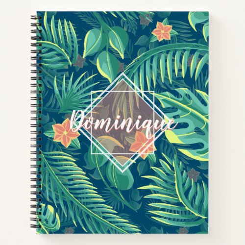 Tropical Foliage Pattern Personalized Notebook