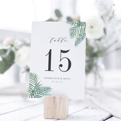 Tropical Foliage  Personalized Table Number Card