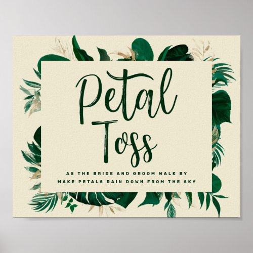 Tropical Foliage Petal Toss Newlywed Send_off Sign