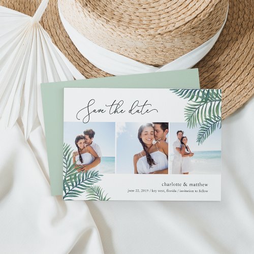 Tropical Foliage Photo Collage Save the Date Card