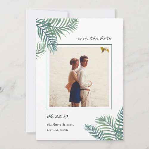 Tropical Foliage Photo Save the Date Card