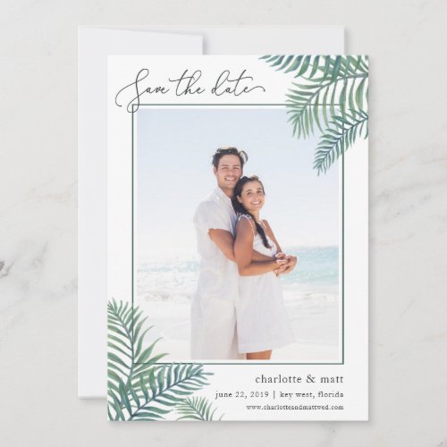 Tropical Foliage Photo Save the Date Card