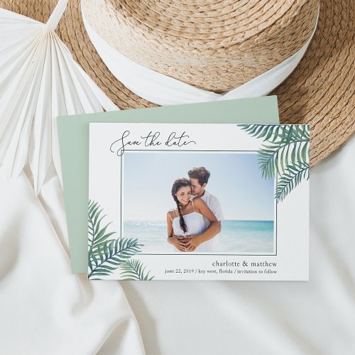 Tropical Foliage Photo Save the Date Card