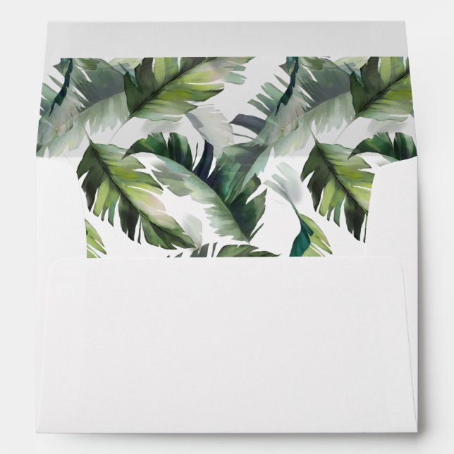 Tropical Foliage Pre-Printed Address 5x7 Envelope (Back (Bottom))