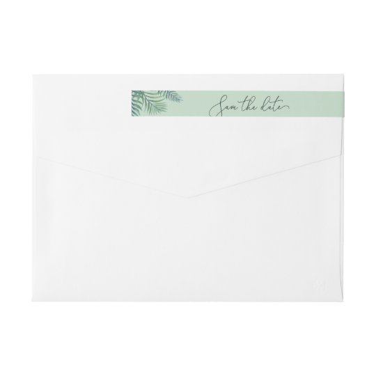 tropical foliage save the date return address wrap around label