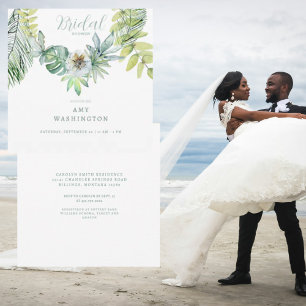 Tropical Foliage Square Bridal Shower Invitation