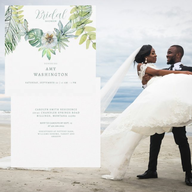 Tropical Foliage Square Bridal Shower  Invitation (Creator Uploaded)