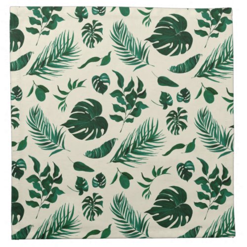 Tropical Foliage Trendy Greenery  Leaves Pattern Cloth Napkin