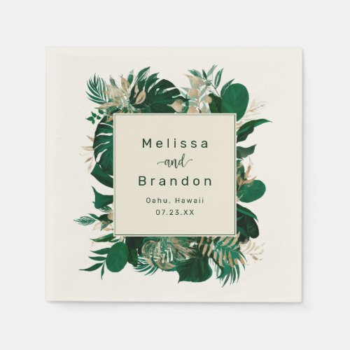 Tropical Foliage Trendy Greenery Wedding Dinner Napkins